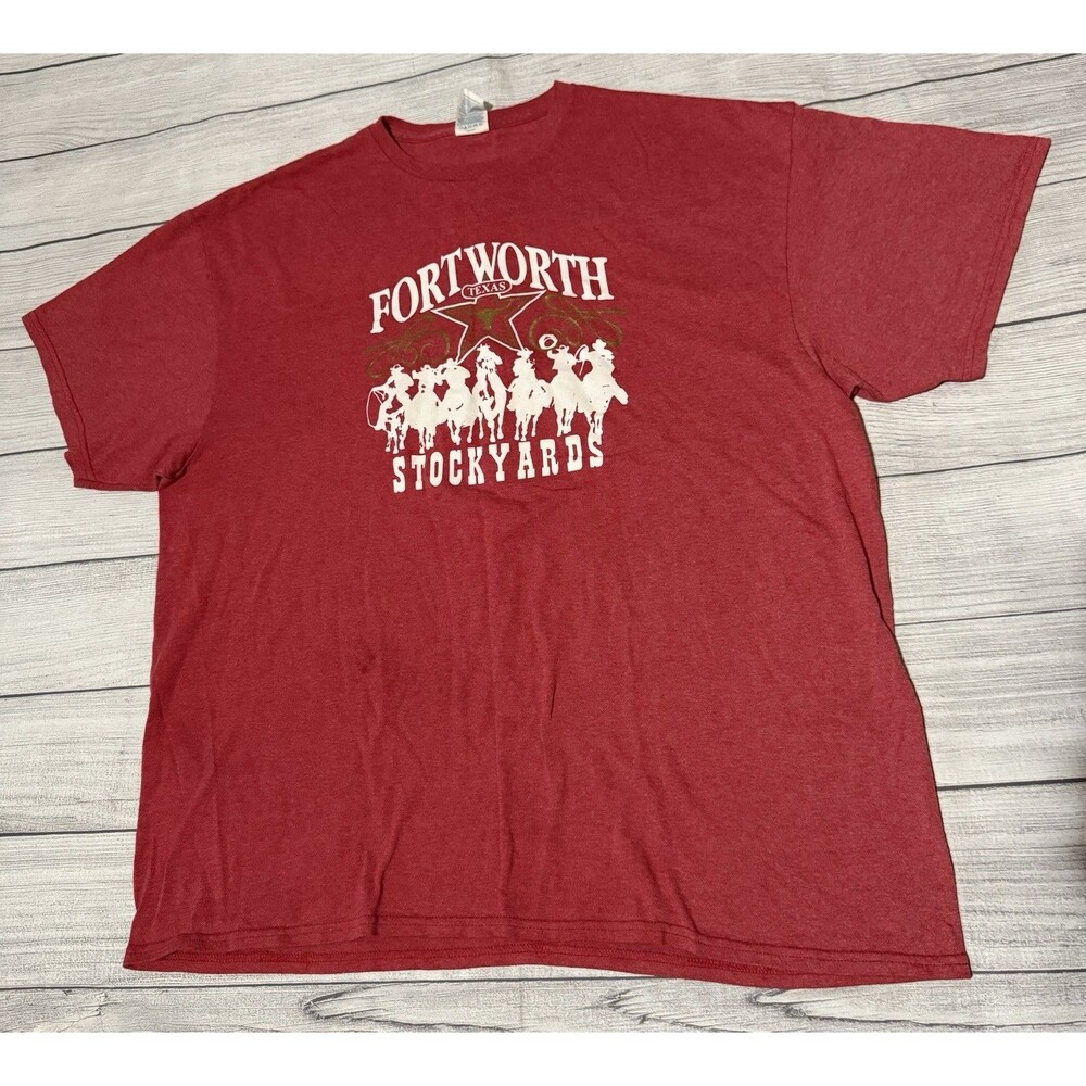 Fort Worth Texas Stockyards Graphic T Shirt Size 2XL XXL Red Defect